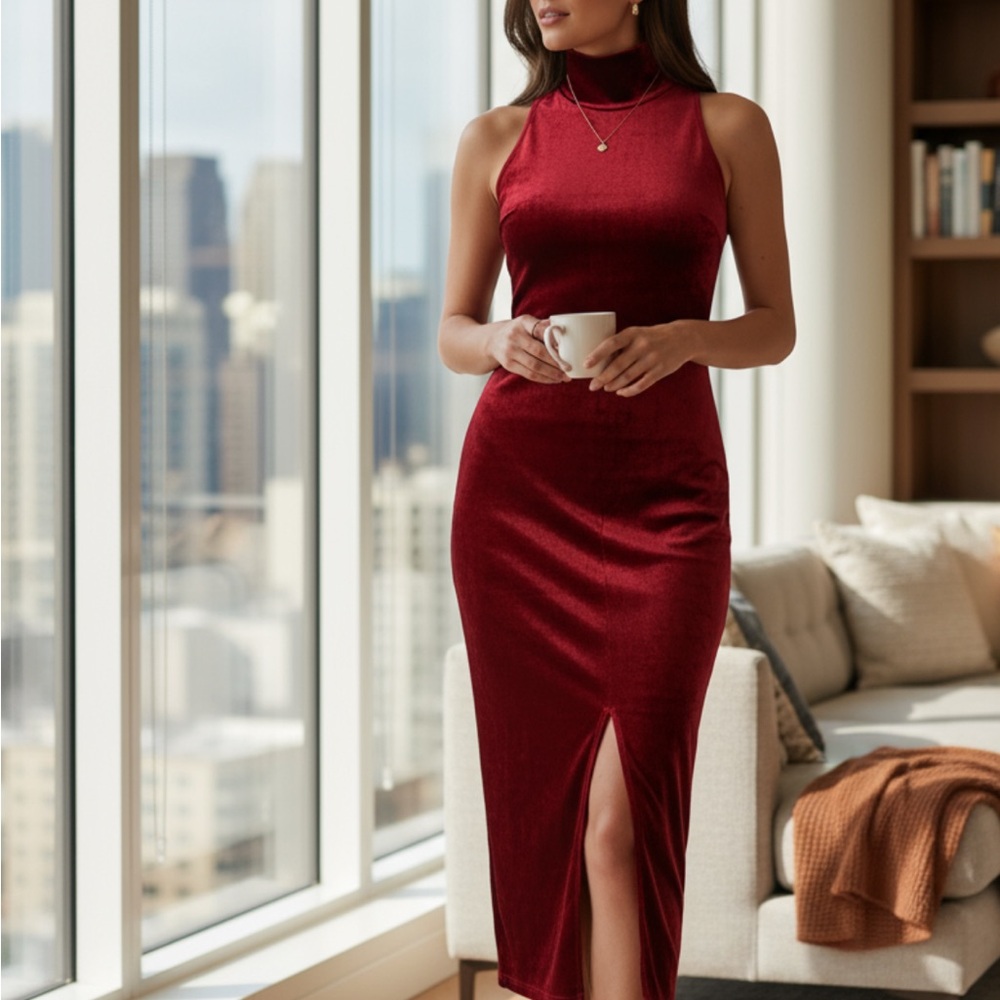 Elegant Red Sleeveless Dress